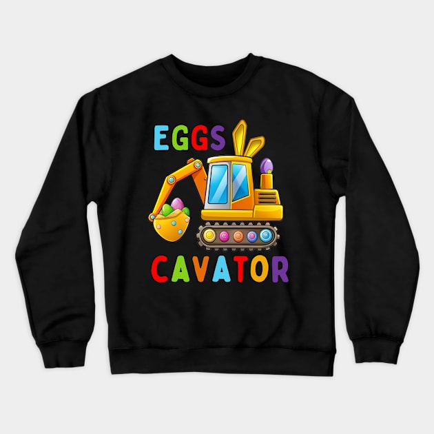 Eggscavator Egg Hunting Kids Toddler Boys Excavator Easter Crewneck Sweatshirt by starryskin